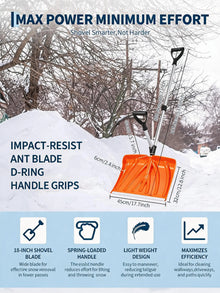 Detail of impact-resistant snow removal tool on a plain background.
