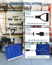 Installation guide for snow shovel with clear instructions.