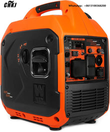 Side view of the 3600-watt portable inverter generator in orange and black.