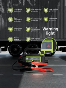 YESPER jump starter with accessories in black and red, featuring a warning light.