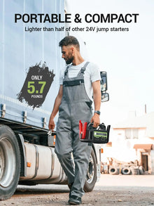 YESPER portable jump starter in black and green with a compact design.