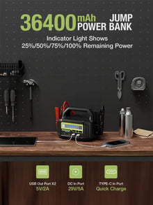 YESPER portable power station in black with multiple charging ports and LED indicators.